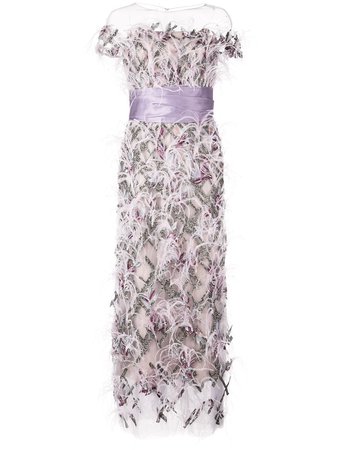 Marchesa feather fringe dress $5,995 - Buy AW19 Online - Fast Global Delivery, Price