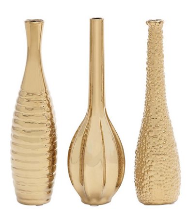 3 pieces gold vases