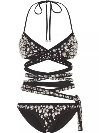 Dolce & Gabbana crystal-embellished wrap-around Swimsuit - Farfetch