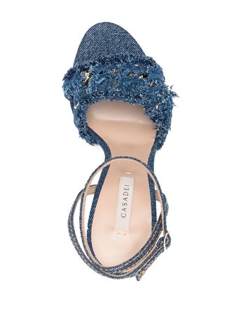 Shop blue Casadei denim high heel sandals with Express Delivery - Farfetch