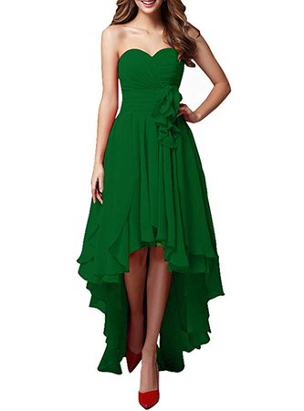 Neggcy Women's High Low Bridesmaid Dresses Sweetheart Chiffon Prom Evening Gowns at Amazon Women’s Clothing store:
