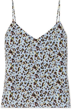 Jane Leopard-print Silk Crepe De Chine Camisole - Blue