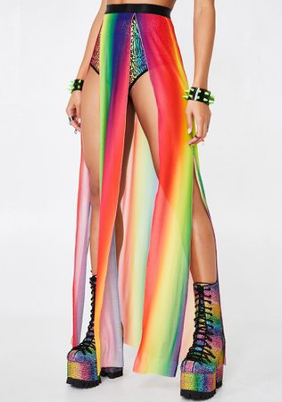 Club Exx Rainbow Sheer Maxi Skirt