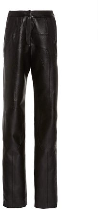 Black Faux Leather High Waist Pants With Zippers On Each Leg