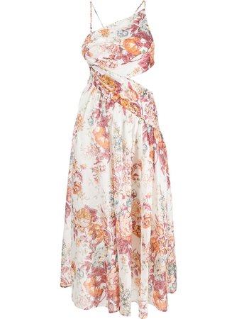 ZIMMERMANN Pattie Asymmetric Floral Dress - Farfetch