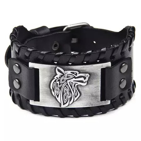 Vintage Religious Viking Bracelet Wolf Bracelet Men's Wide Leather Strap Bracelet Bracelet Totem Jewelry Accessories|Charm Bracelets| - AliExpress
