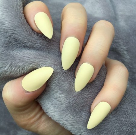 Pastel Yellow Matte Stiletto – Doobys Nails