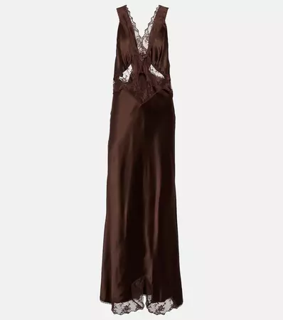 Aries Silk Maxi Dress in Brown - SIR | Mytheresa