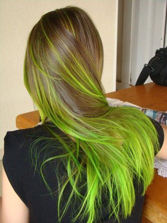 brown and green ombre hair