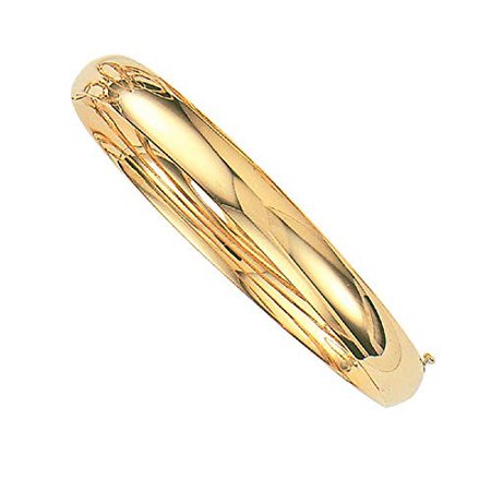 14K Yellow Gold Shiny Hinged Bangle Bracelet