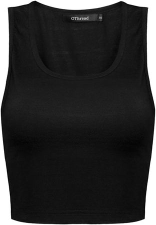 OThread & Co. Women's Basic Crop Tops Stretchy Casual Scoop Neck Sleeveless Crop Tank Top (Medium, Black) at Amazon Women’s Clothing store