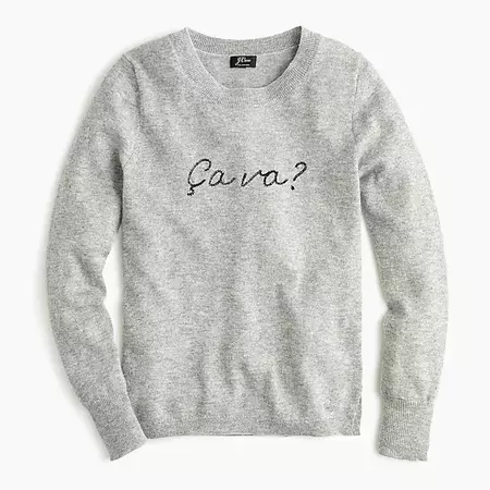 Long-sleeve everyday cashmere crewneck sweater in "Ça va" : Women sweaters | J.Crew