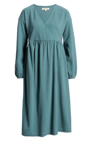 Madewell Long Sleeve V-Neck Crossover Dress | Nordstrom
