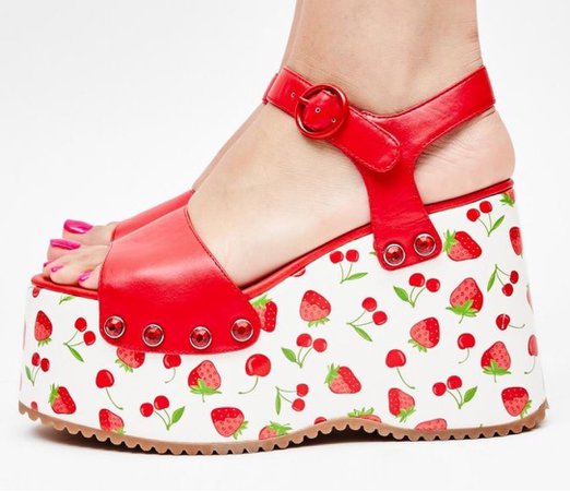 cherry strawberry shoes wedges