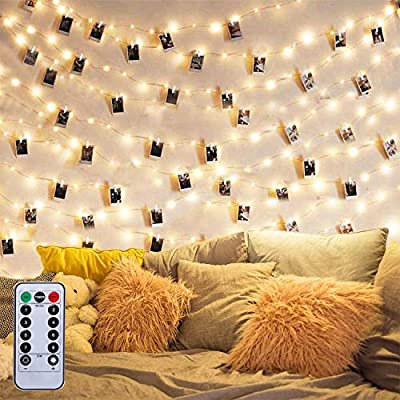 ONEKU Photo Clip String Lights with Remote Control,10M 100LED Photo Peg Fairy Lights with 50 Clips Battery Powered for Hanging Photos, Photo Frame Lights for Decoration Wedding Party Christmas: Amazon.co.uk: Lighting