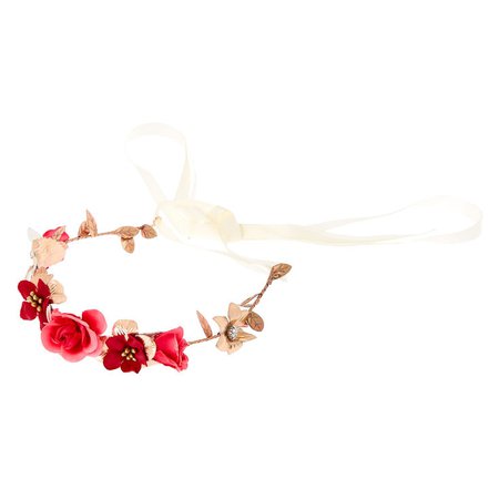 Rose Gold Flower Crown Tie Headwrap - Fuchsia | Claire's