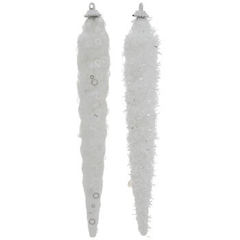 White Glitter Twisted Icicle Ornaments | Hobby Lobby | 5032727