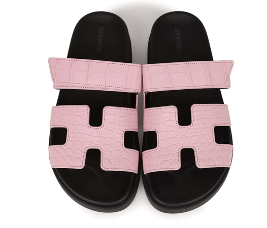 Hermès Chypre Techno Sandals Pink Matte Alligator Palladium Hardware