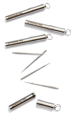 Package Free 4-Pack Reusable Titanium Toothpicks