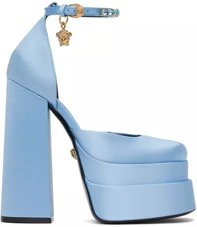 Versace: Blue Medusa Aevitas Platform Heels