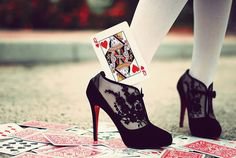 black heeled boots queen of hearts card and cards aesthetic