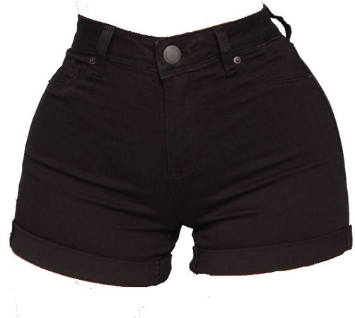 black denim shorts