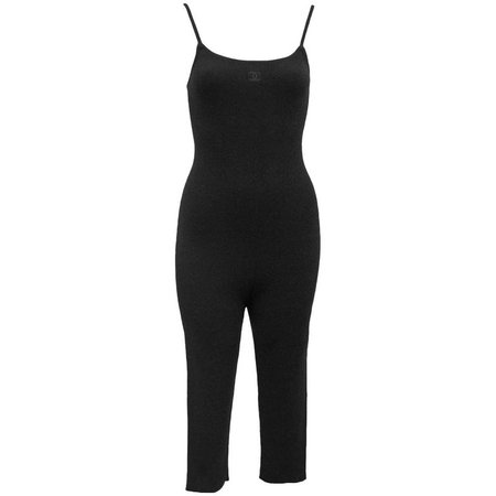 1990's Chanel Black Cashmere Cropped Catsuit For Sale at 1stdibs