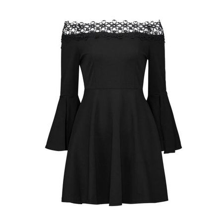 Gothic Flare Sleeve Off Shoulder Little Black Dress – ROCK 'N DOLL