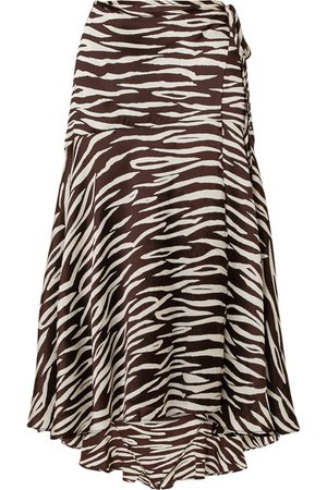GANNI | Blakely zebra-print stretch-silk satin wrap skirt | NET-A-PORTER.COM