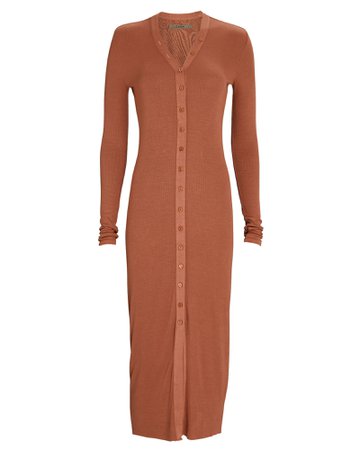 Enza Costa Silk Rib Knit Cardigan Midi Dress | INTERMIX®