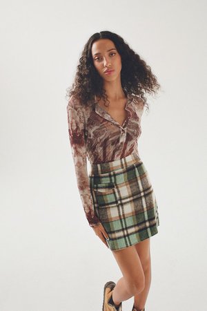 Daisy Street Plaid Flannel Skirt | Urban Outfitters