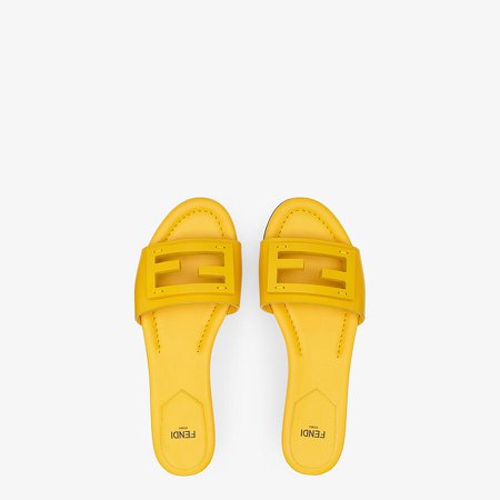 Yellow leather slides - SIGNATURE | Fendi