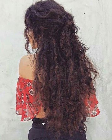 wavy curly long hair brown/black