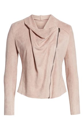 BLANKNYC Drape Front Faux Suede Jacket (Regular & Plus Size) Pink