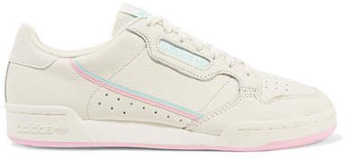 Continental 80 Grosgrain-trimmed Textured-leather Sneakers - Off-white