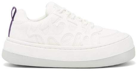 Sonic Flame Applique Leather And Canvas Trainers - Womens - White
