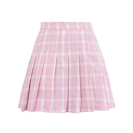 Pink Plaid Pleated Skirt Preppy