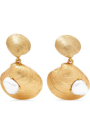 Oscar de la Renta | Gold-tone faux pearl clip earrings | NET-A-PORTER.COM