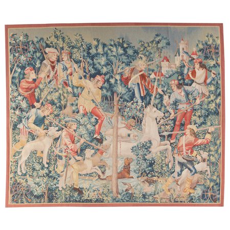 15th Century Tapestry Recreation, "Taste" From the Lady with the Unicorn Series For Sale at 1stDibs