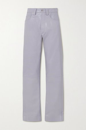 Leather High-rise Straight-leg Pants - Lilac