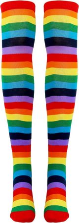 Amazon.com: Skeleteen Colorful Rainbow Striped Socks - Over The Knee Clown Striped Costume Accessories Thigh High Stockings for Men, Women and Kids : Toys & Games
