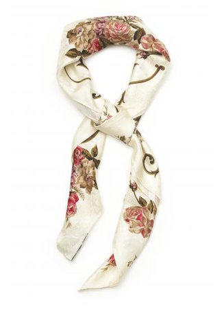 Ralph Lauren cream silk scarf with red and blue floral motif
