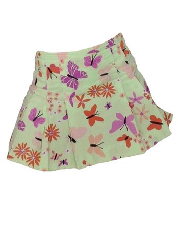 green butterfly floral mini skirt