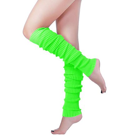 Amazon.com: Long Leg Warmer, V28 Women’s Men 80s Party Ribbed Knit Dance Sports (61Flu): Clothing