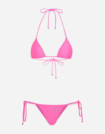 Dolce & Gabbana Women's Pink Lycra Triangle Bikini Set $545