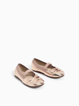 METALLIC BALLET FLATS WITH KNOT - View All-BABY GIRL-SHOES-KIDS | ZARA United States