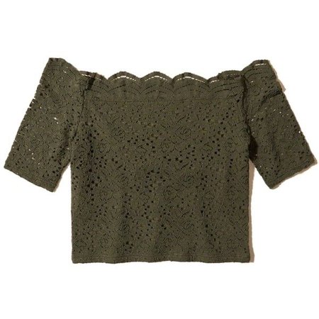 lace olive green crop top