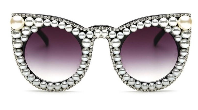 Luxury Designer Oversized Women Pearl Sun Glasses