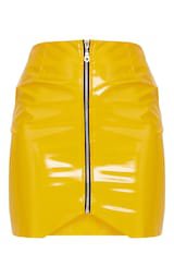 Yellow Zip Front Vinyl Mini Skirt | Skirts | PrettyLittleThing USA