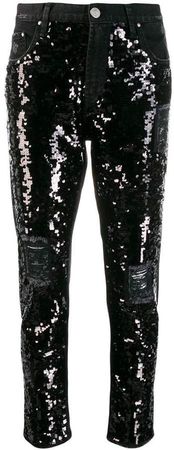 Don't Cry sequin slim-fit jeans
